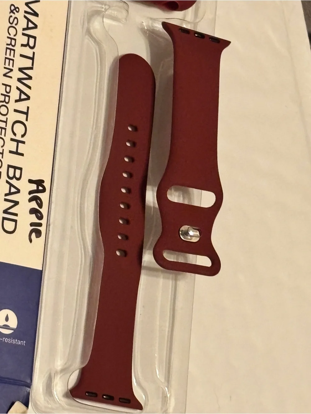 Burgundy Silicone Smartwatch Band with Protective Case